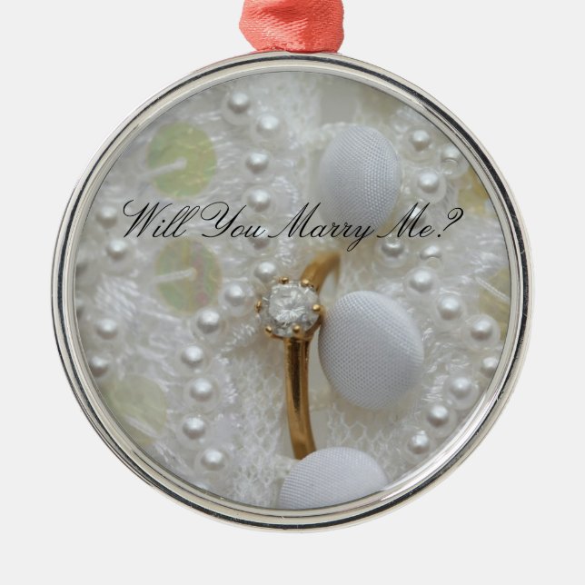 Diamond Ring Proposal Ornament (Front)