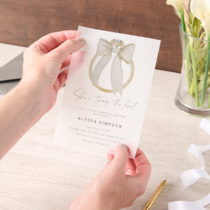 Diamond Ring She's tying the knot Bridal Shower Vellum Invitations