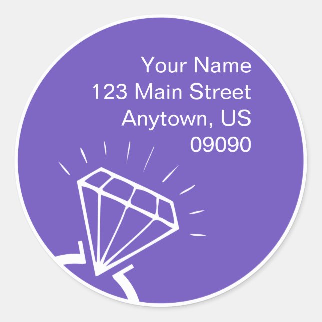Diamond Ring Silhouette Address Label (Purple) (Front)