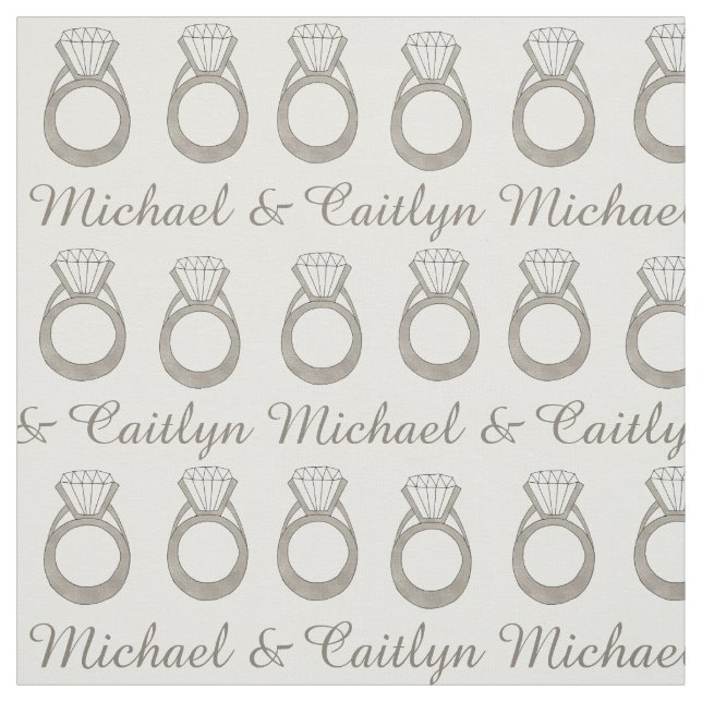 Diamond Ring Wedding Engagement Bride Groom Fabric (Swatch)