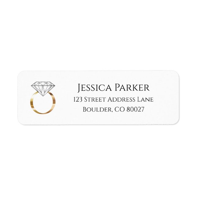 Diamond Ring Wedding Engagement Return Address Return Address Label (Front)