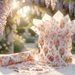 Diamond Rings, Roses & Luxury Gift Boxes Pattern Tissue Paper