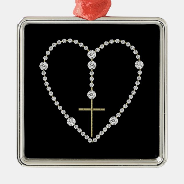 Diamond Rosary - Hail Mary Full of Grace Metal Ornament (Front)