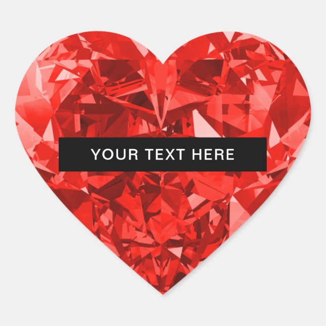 Diamond Ruby Heart Personalized Sticker (Front)
