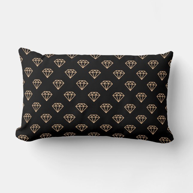 Diamond - Sand on Black Lumbar Cushion (Front)