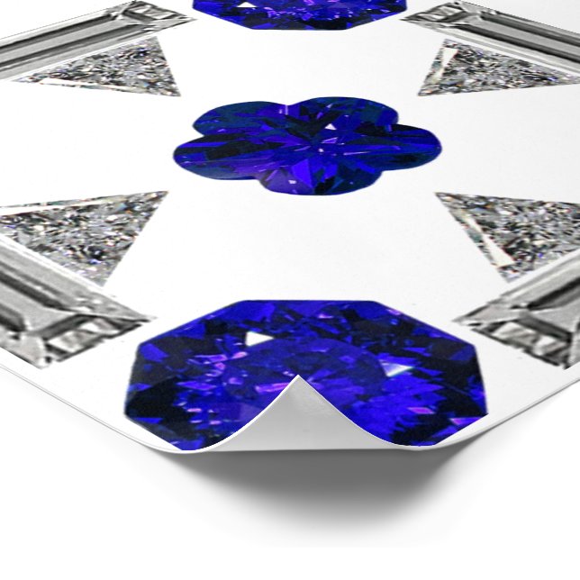 Diamond Sapphire Gemstone Art, Blue Poster (Corner)