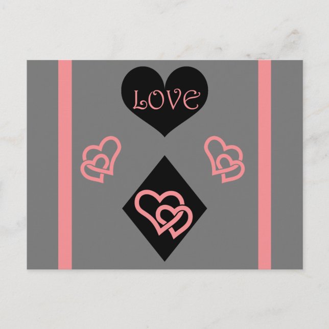Diamond Shape and Hearts "Love" Postcard (Front)
