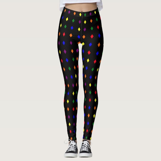 Diamond Shape Pattern Pride Colours Leggings (Front)