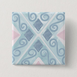 diamond shaped blue pattern 15 cm square badge