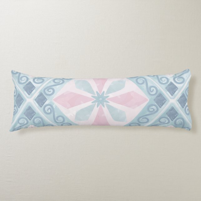 diamond shaped blue pattern body cushion (Front)