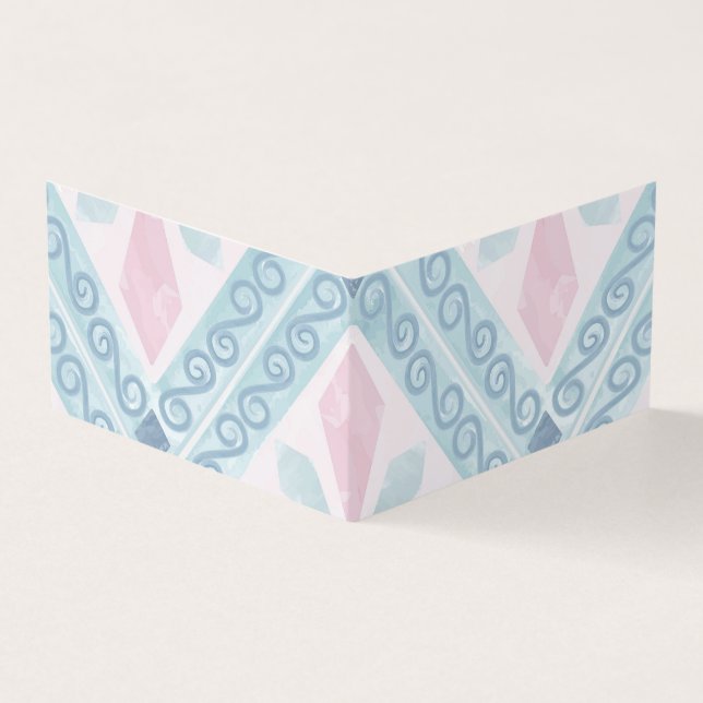 diamond shaped blue pattern business card (Outside)