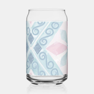 diamond shaped blue pattern can glass