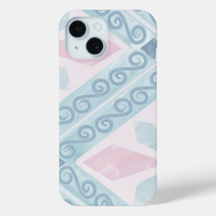 diamond shaped blue pattern iPhone 15 case