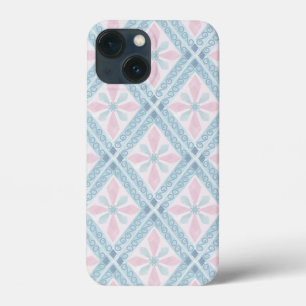 diamond shaped blue pattern iPhone 13 mini case