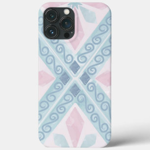 diamond shaped blue pattern iPhone 13 pro max case