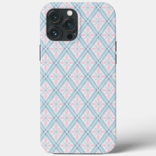 diamond shaped blue pattern iPhone 13 pro max case