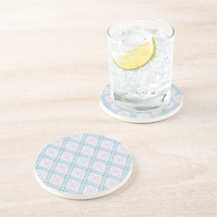 diamond shaped blue pattern coaster