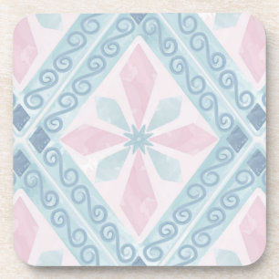 diamond shaped blue pattern coaster