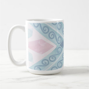 diamond shaped blue pattern coffee mug