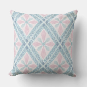 diamond shaped blue pattern cushion