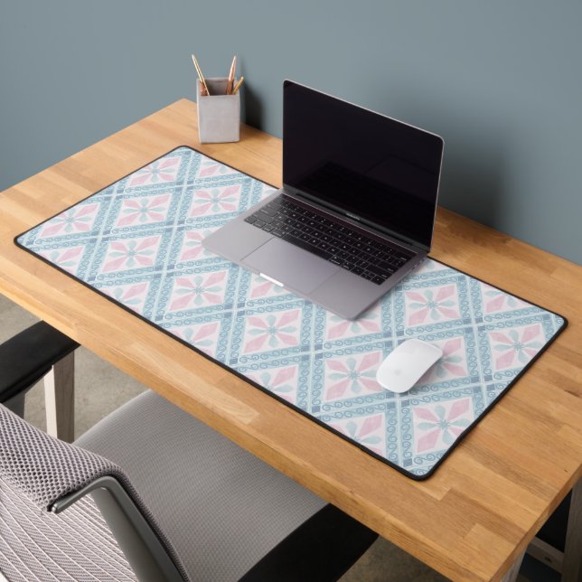 diamond shaped blue pattern desk mat (Office 2)