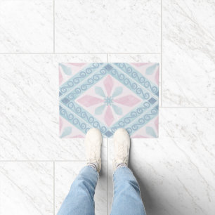 diamond shaped blue pattern doormat