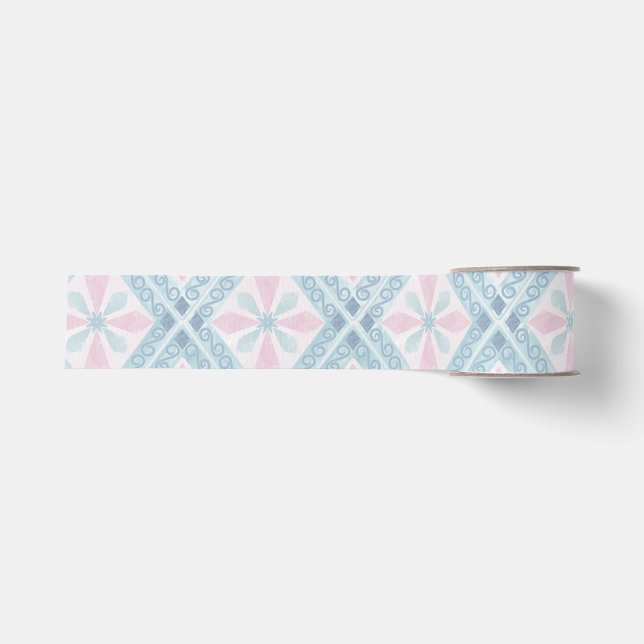 diamond shaped blue pattern grosgrain ribbon (Front)