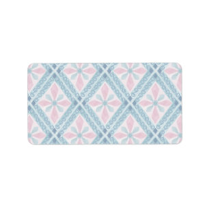 diamond shaped blue pattern label