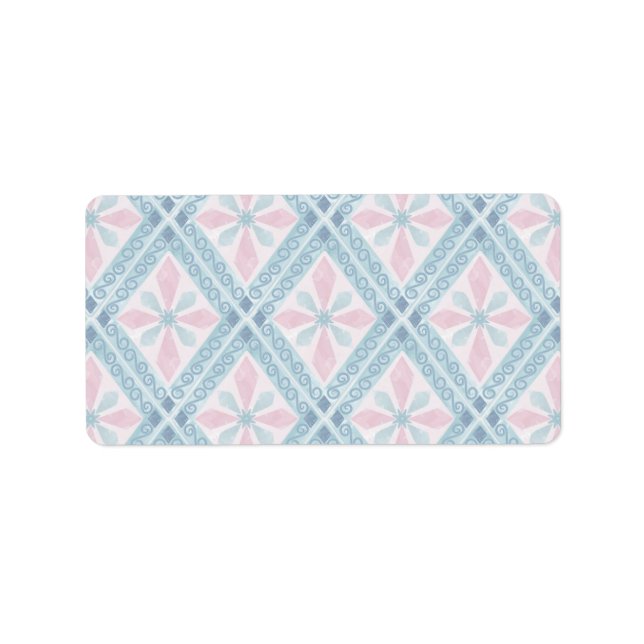 diamond shaped blue pattern label (Front)
