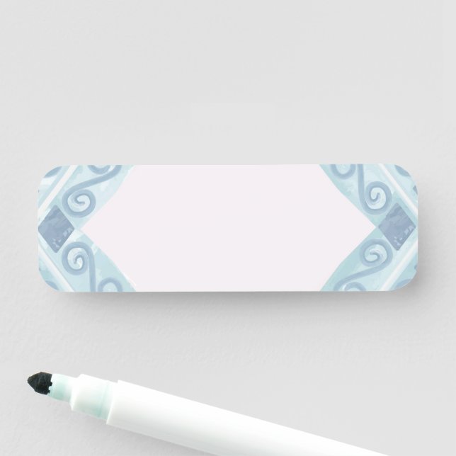 diamond shaped blue pattern name tag (In Situ)