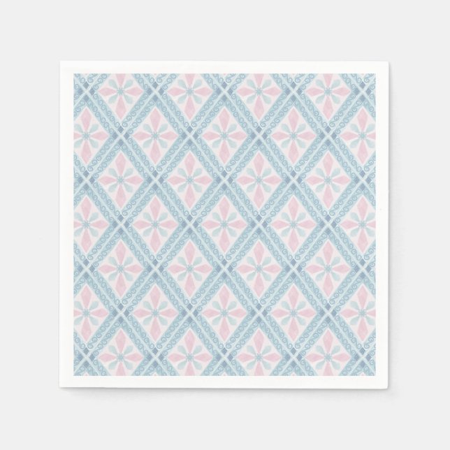 diamond shaped blue pattern napkin (Front)