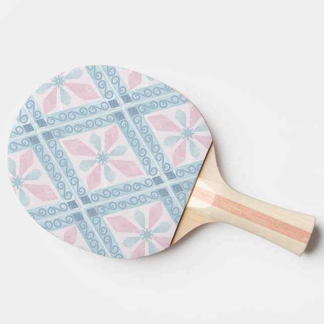diamond shaped blue pattern ping pong paddle (Side)