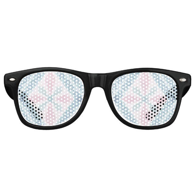 diamond shaped blue pattern retro sunglasses (Front)