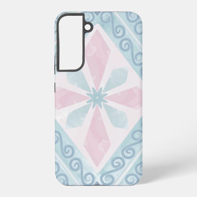 diamond shaped blue pattern samsung galaxy s22+ case (Back)
