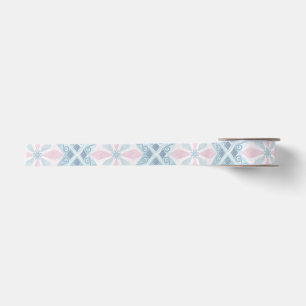 diamond shaped blue pattern satin ribbon
