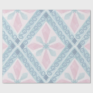 diamond shaped blue pattern wrapping paper