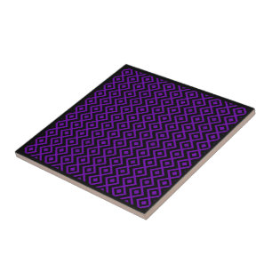 Diamond Shaped Harlequin Pattern Black And Purple Ceramic Tile