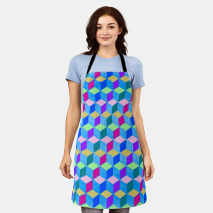Diamond-Shaped Hexagon Blue Apron