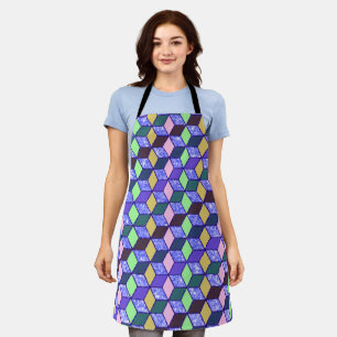 Diamond-Shaped Hexagon Blue Glitter Lined 2 Apron