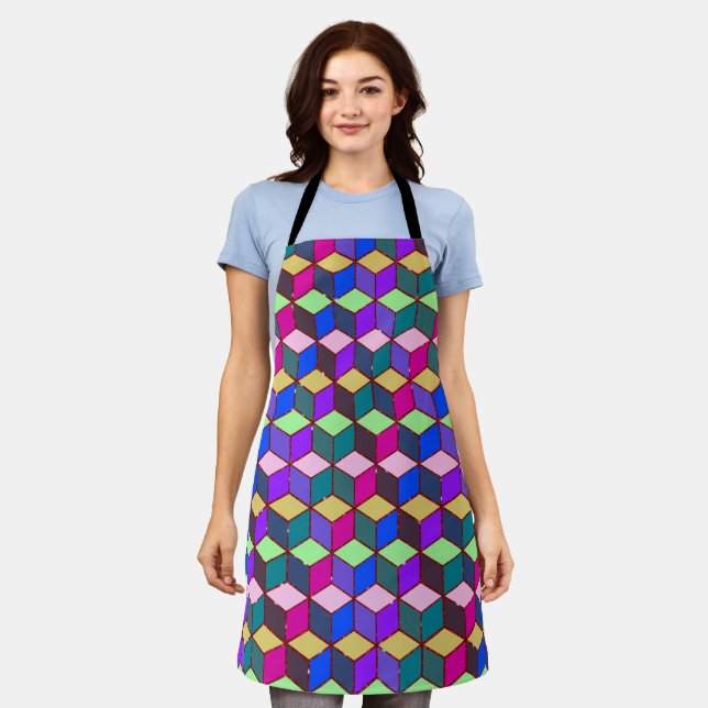 Diamond-Shaped Hexagon Red Apron (Worn)