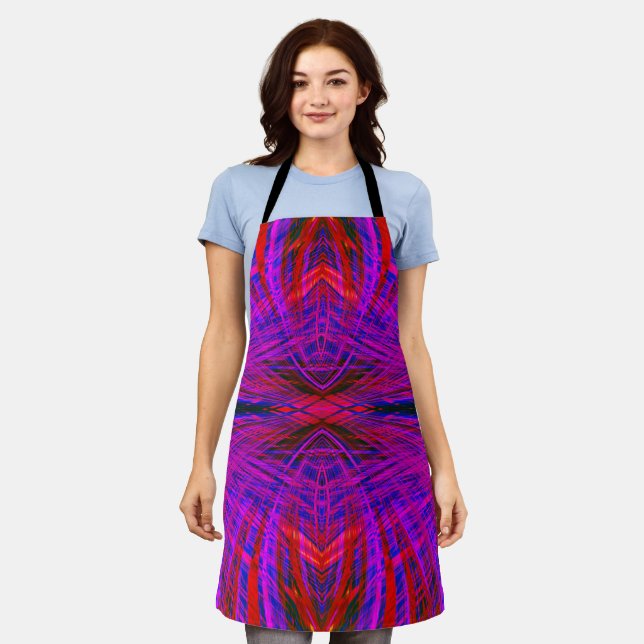 Diamond-Shaped Neon Pattern Apron (Worn)