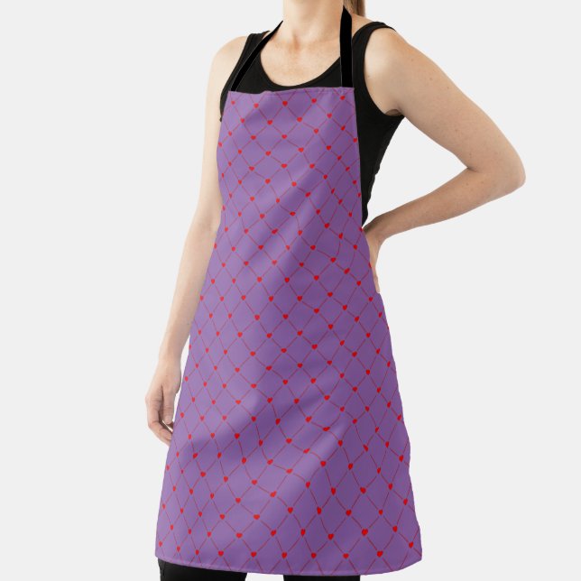 Diamond Shaped Red Heart & Line Art Apron (Insitu)