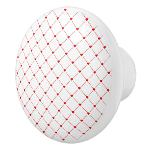 Diamond Shaped Red Heart & Line Art Ceramic Knob