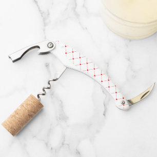 Diamond Shaped Red Heart & Line Art Corkscrew