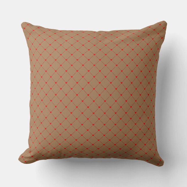 Diamond Shaped Red Heart & Line Art Cushion (Front)