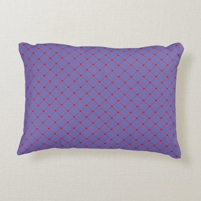 Diamond Shaped Red Heart & Line Art Decorative Cushion (Back)