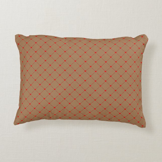Diamond Shaped Red Heart & Line Art Decorative Cushion (Back)