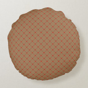 Diamond Shaped Red Heart & Line Art Round Cushion