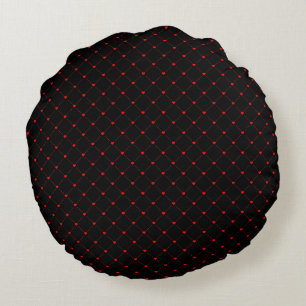 Diamond Shaped Red Heart & Line Art Round Cushion