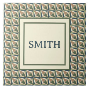 Diamond Shapes in Neutral Tones Ceramic Tile